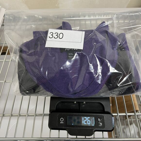 Apt. 9 Men’s XXL Argyle V-Neck Sweater Purple Merino Wool Blend Preppy Classic - Picture 13 of 13